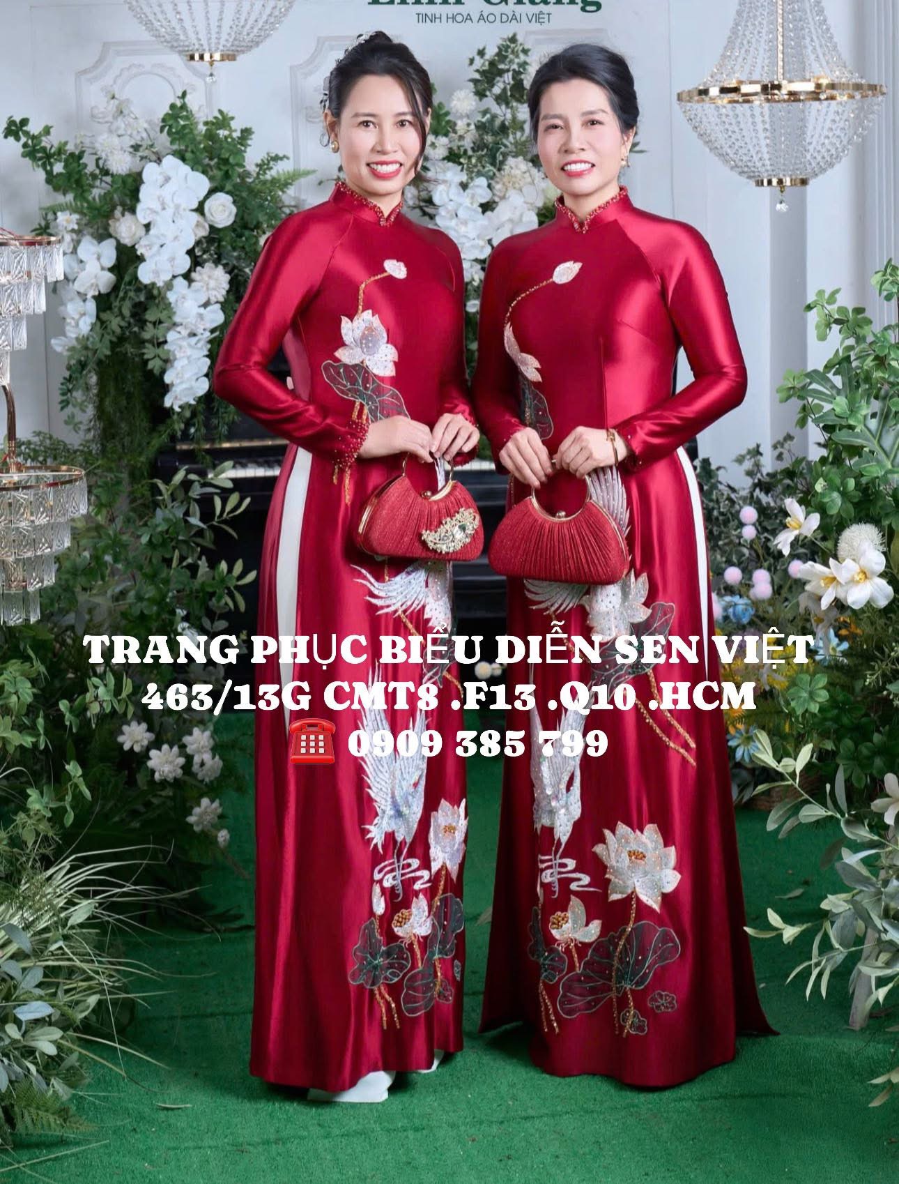 Áo Dài Cách Tân Gấm Đỏ