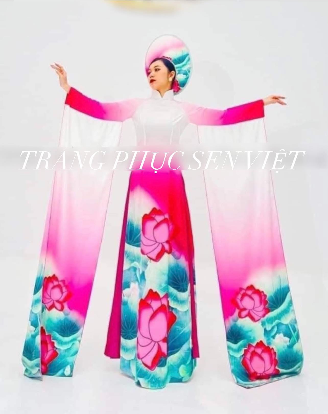 ÁO DÀI TRÌNH DIỄN sen hồng